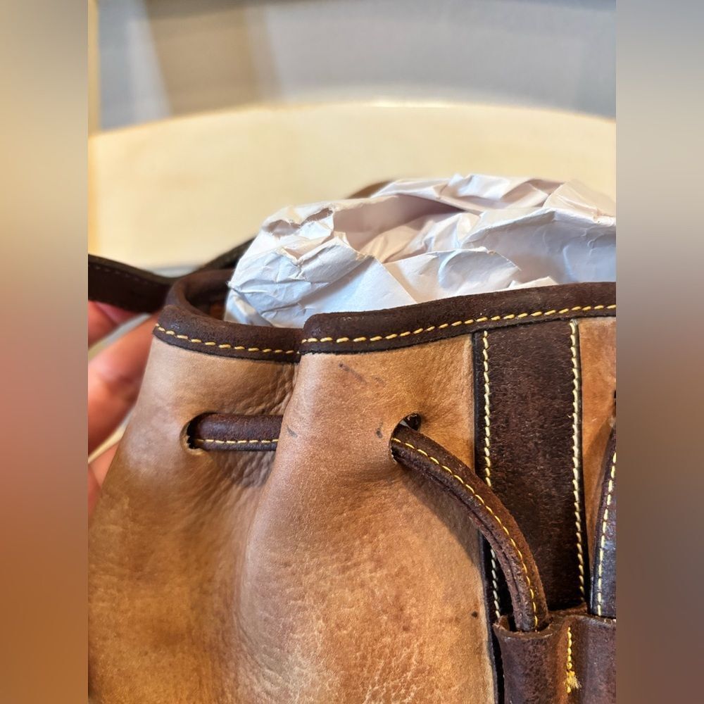 Vintage Dooney & Bourke AWL Nubuck Leather Backpack Purse Brown Tassel USA Made - Picture 6 of 11